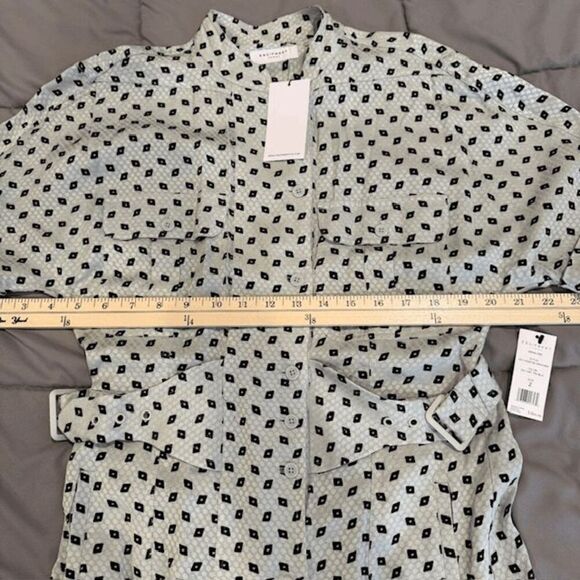 NWT Equipment Femme Absalone Shirt Dress "Sky Gray True Black" Size 2 - Picture 12 of 15